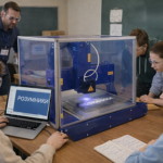 Учні працюють з лазерним верстатом з ЧПУ RZM-CNC Laser S300