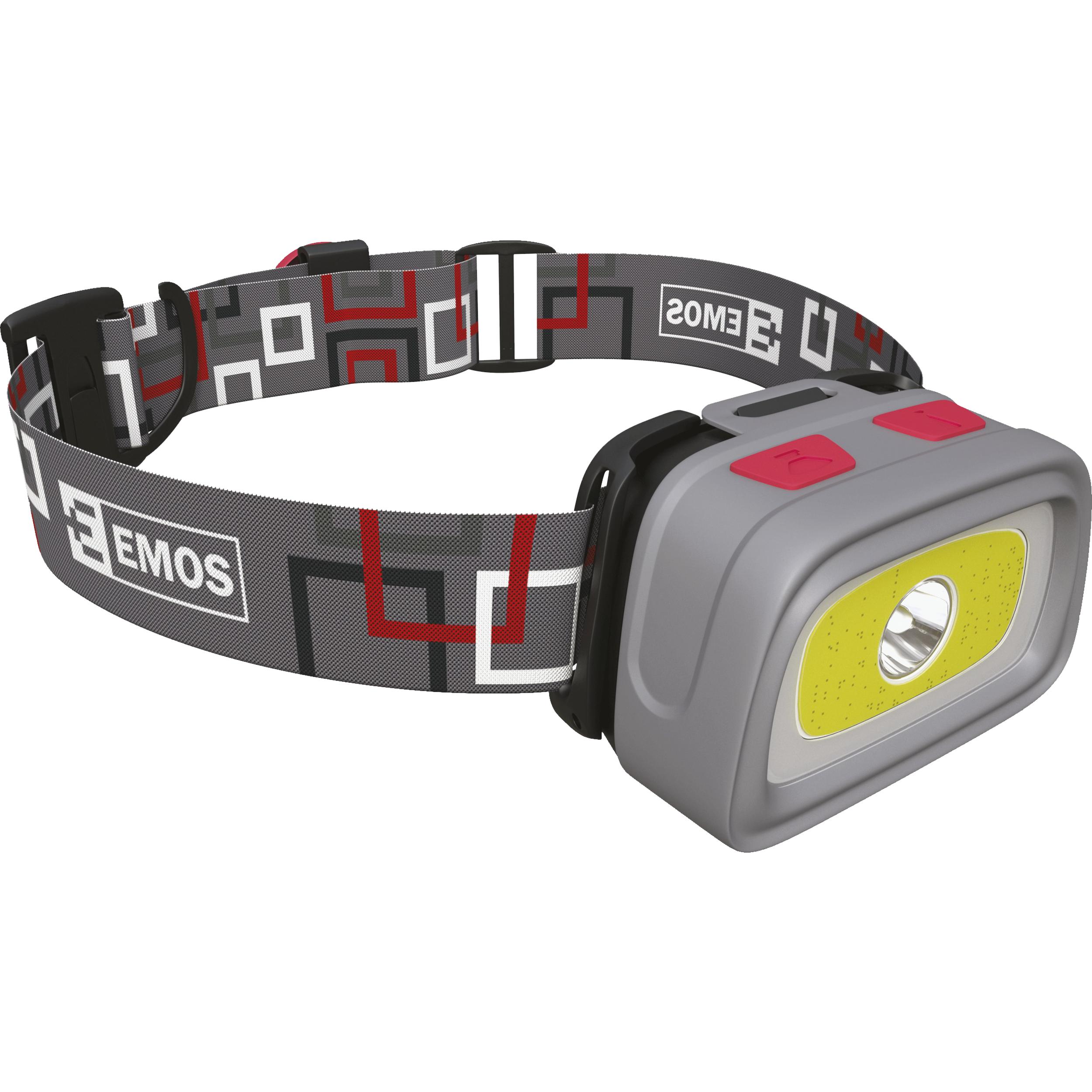 Налобний LED-ліхтар EMOS P3531 COB+CREE, 330 лм, із регульованим ремінцем