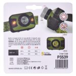 Заводська упаковка налобного LED-ліхтаря EMOS P3539 із характеристиками та режимами роботи